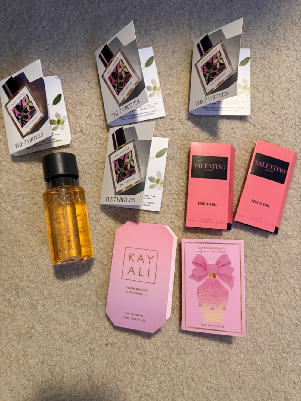 Assorted Mini Perfume & Sample Lot - Kayali, Valentino, The 7 Virtues, mix bar